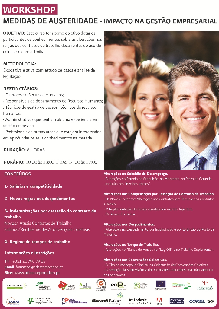 austeridade, formacao medidas austeridade, impacto na gestao empresarial,workshop empresas